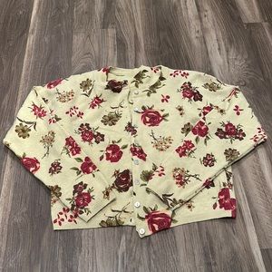 🌸 Vintage Twiggy Crop Sweater and Cardigan Set - Y2K Parisian Rose Print